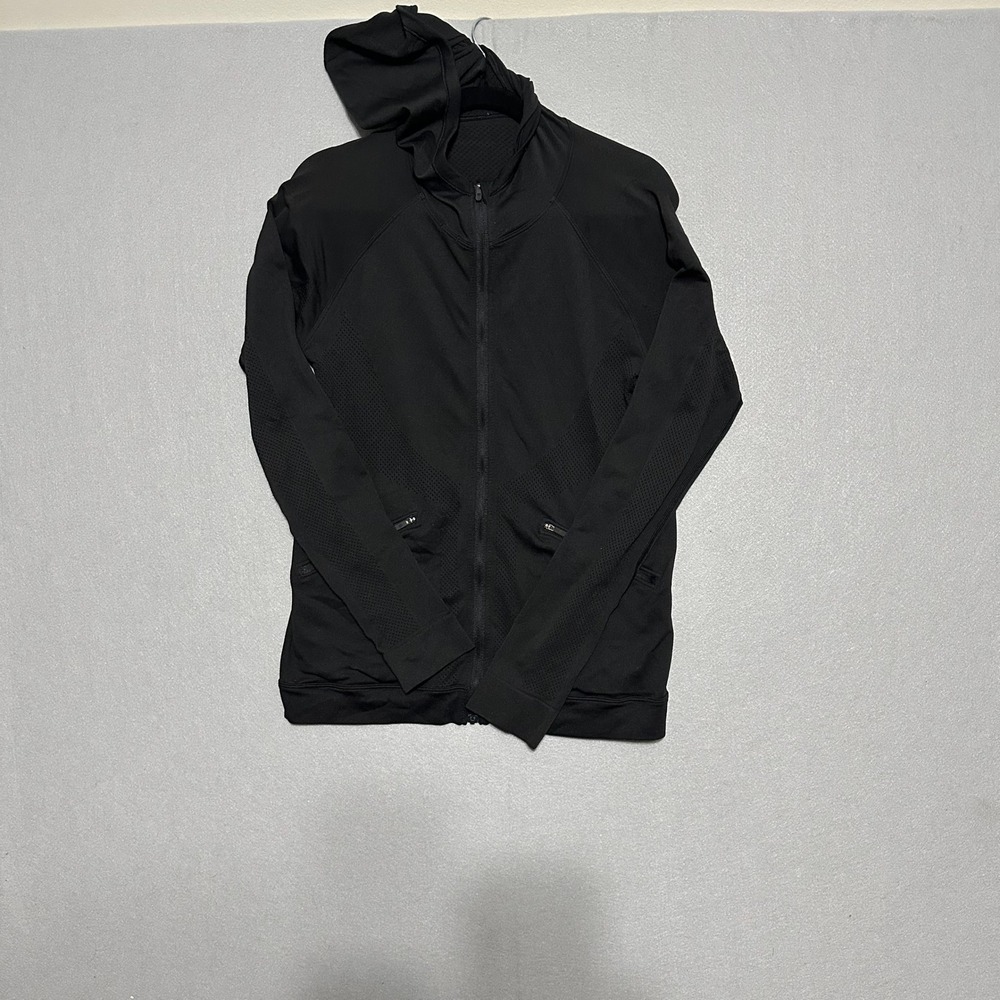 Lululemon Rest Less Full Zip Hoodie Black Seamless Mesh Jacket Size 12